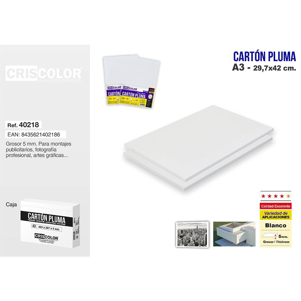 1.4 - CARTÓN PLUMA ADHESIVO BLANCO A3